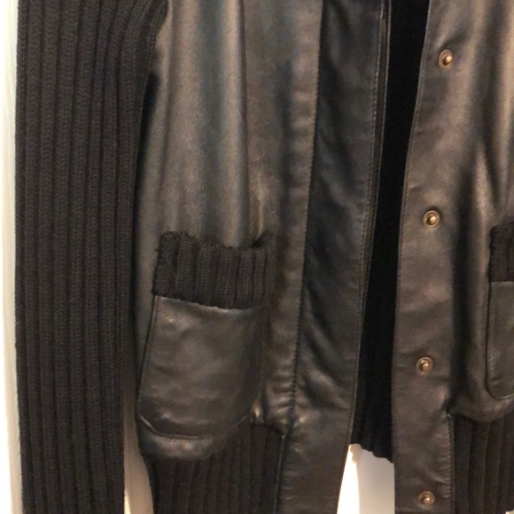 BCBGMAXAZRIA - leather/sweater bomber jacket - Picture 3 of 6